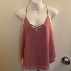 ***Buy 2 for $12*** Mauve chiffon shirt with crisscross back straps